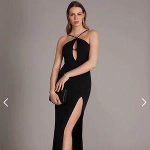 Formal Halter Neck Open Back Gown With Front Cutouts - With tags